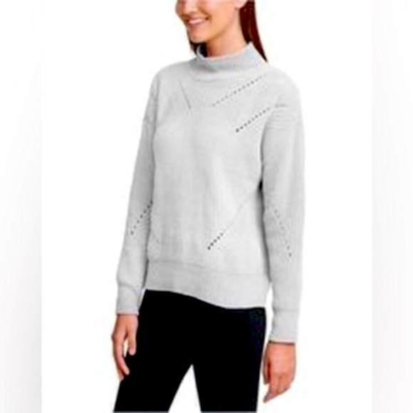 Calvin Klein Sweaters - Like New! Calvin Klein Chenille Mock-Neck Pointelle Sweater, Size L (12), Gray